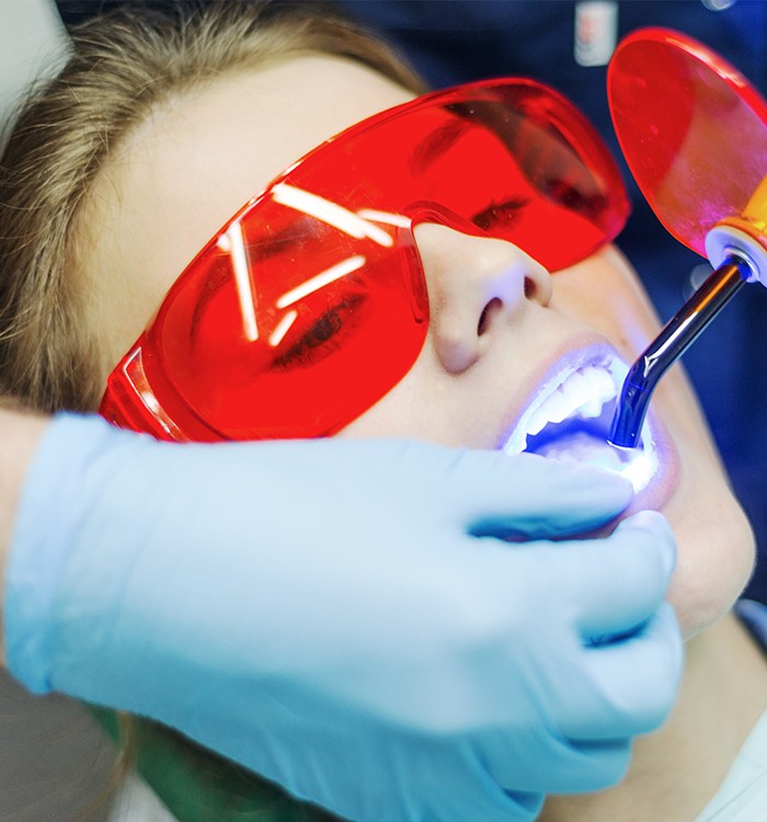 Patient receiving dental treatment