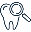 Animated tooth with magnifying glass