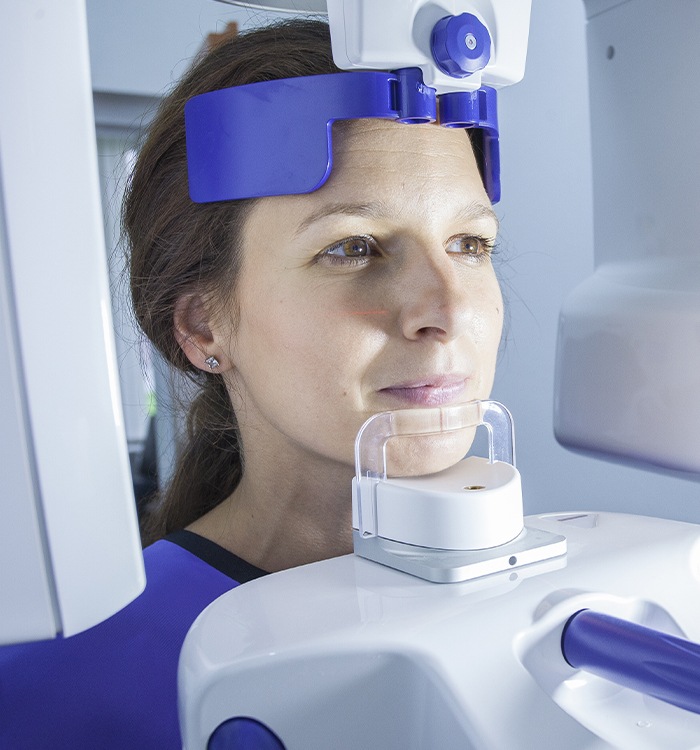 Woman receiving dental scan