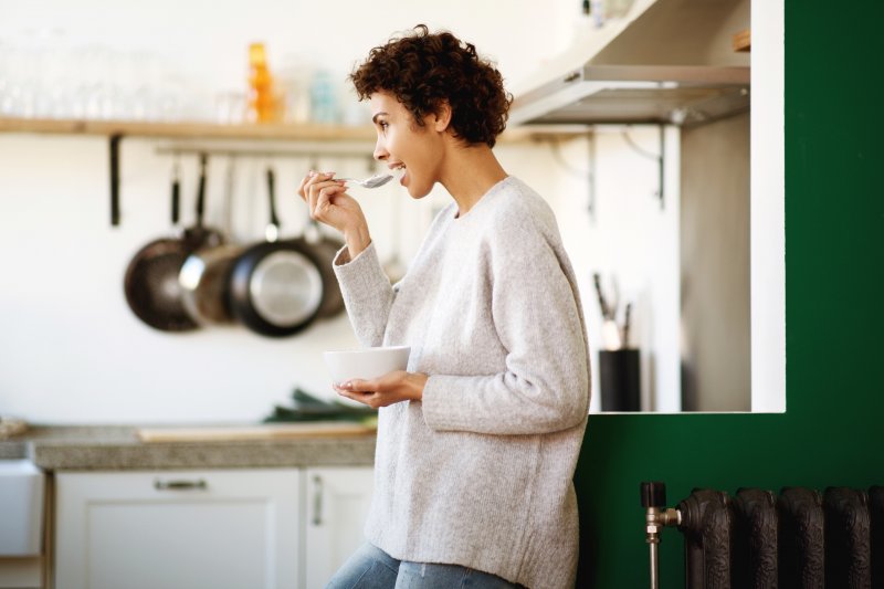 woman eating soft foods